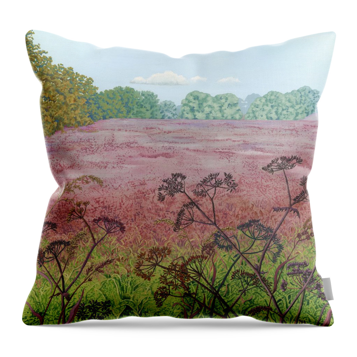 Seedheads Throw Pillow featuring the painting Field Walk by Lynne Henderson