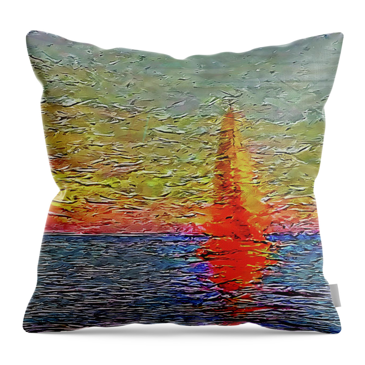 Sunset Throw Pillow featuring the digital art Fiery Kiss by Alex Mir