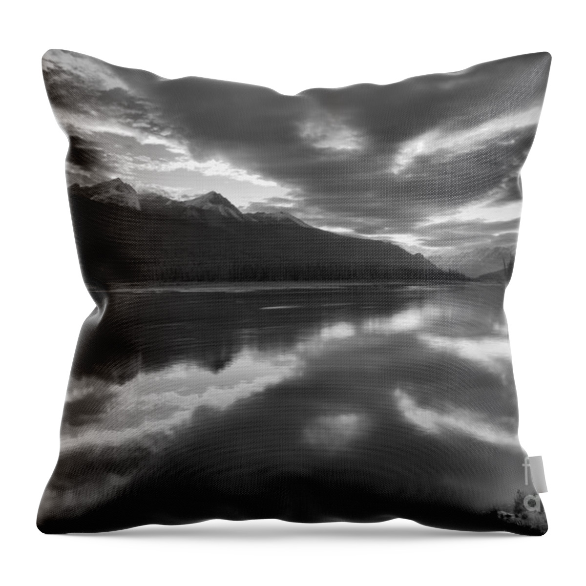 Beauty Creek Throw Pillow featuring the photograph Fiery Skies Over Beauty Creek Black And White by Adam Jewell