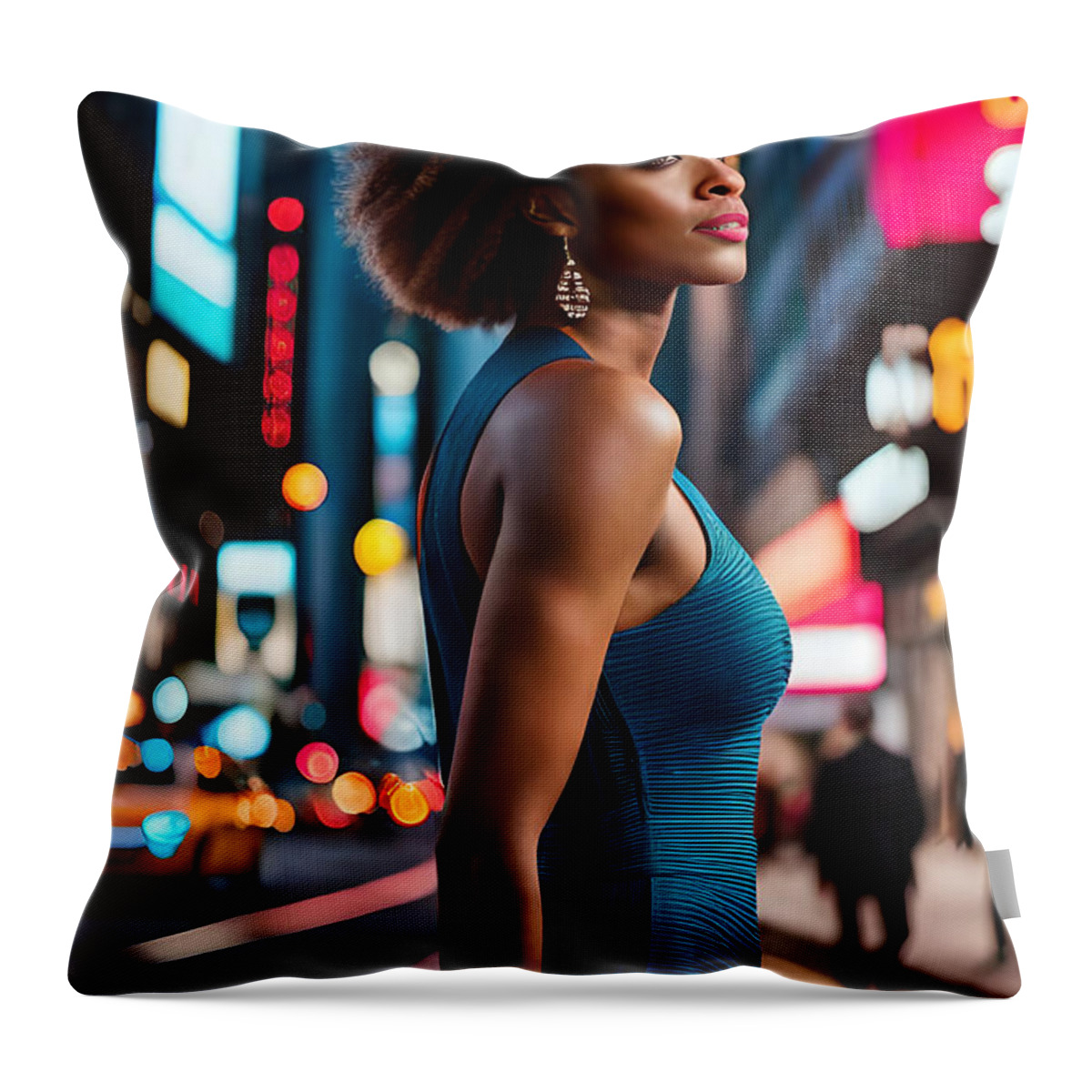 Woman In Ny Throw Pillow featuring the digital art Fifth Avenue by Gabriel Cusmir