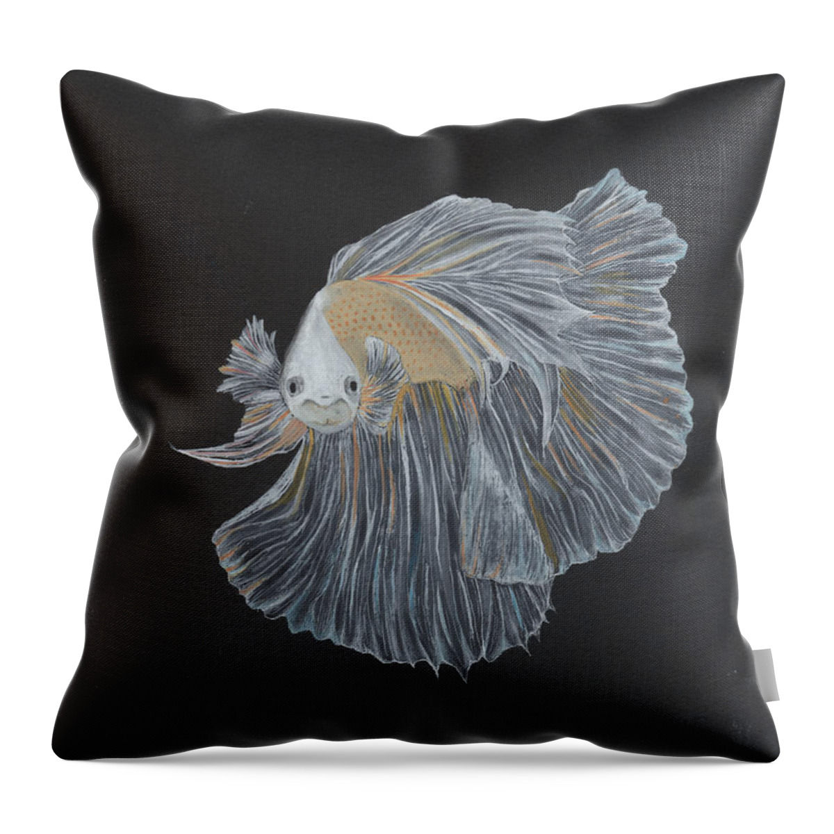 Fighting Fish Throw Pillow featuring the painting Fighting Fish by Bob Labno