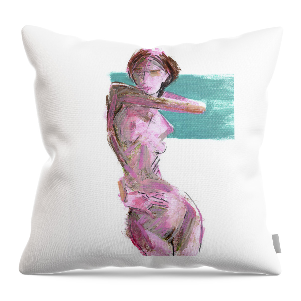 Figure Throw Pillow featuring the drawing Figure 221610 by Chris N Rohrbach