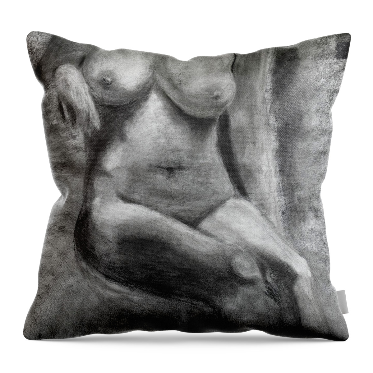 Beautiful Throw Pillow featuring the drawing Figure Drawing One by Rowan Lyford