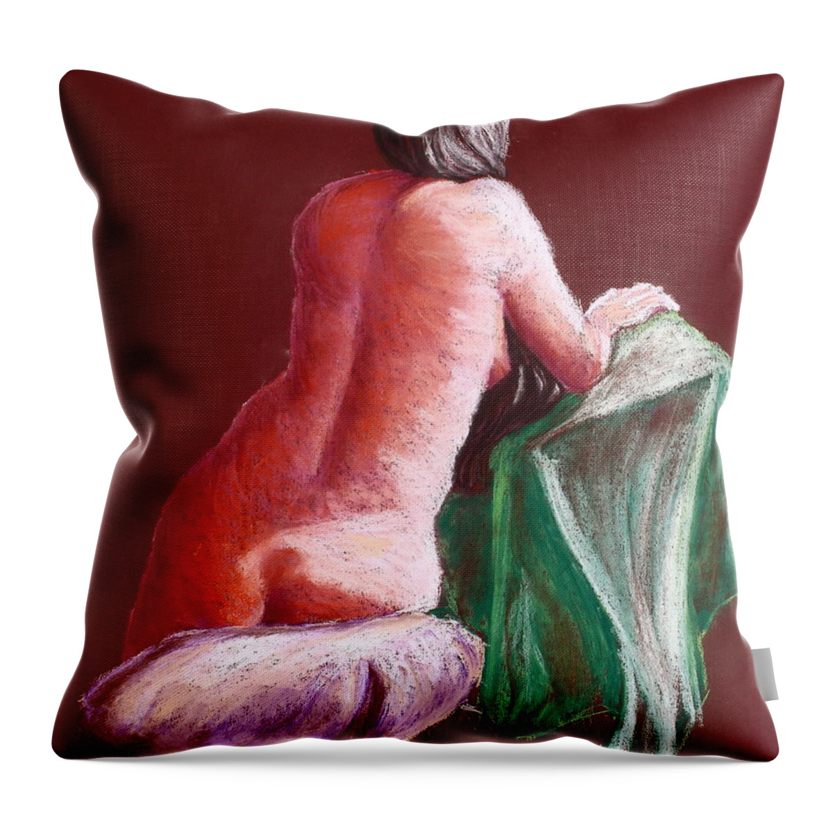 Pastel Drawing Throw Pillow featuring the pastel Figure Study 5 by Kume Bryant