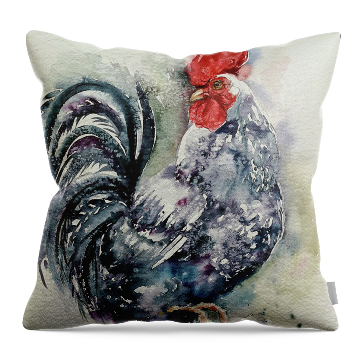 Rooster Throw Pillow featuring the painting Filo by Arti Chauhan