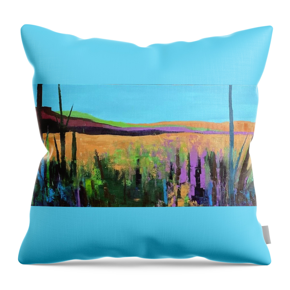 Contemporary Landscape Painting Acrylic Abstract Throw Pillow featuring the painting Finding Freedom by Suzzanna Frank