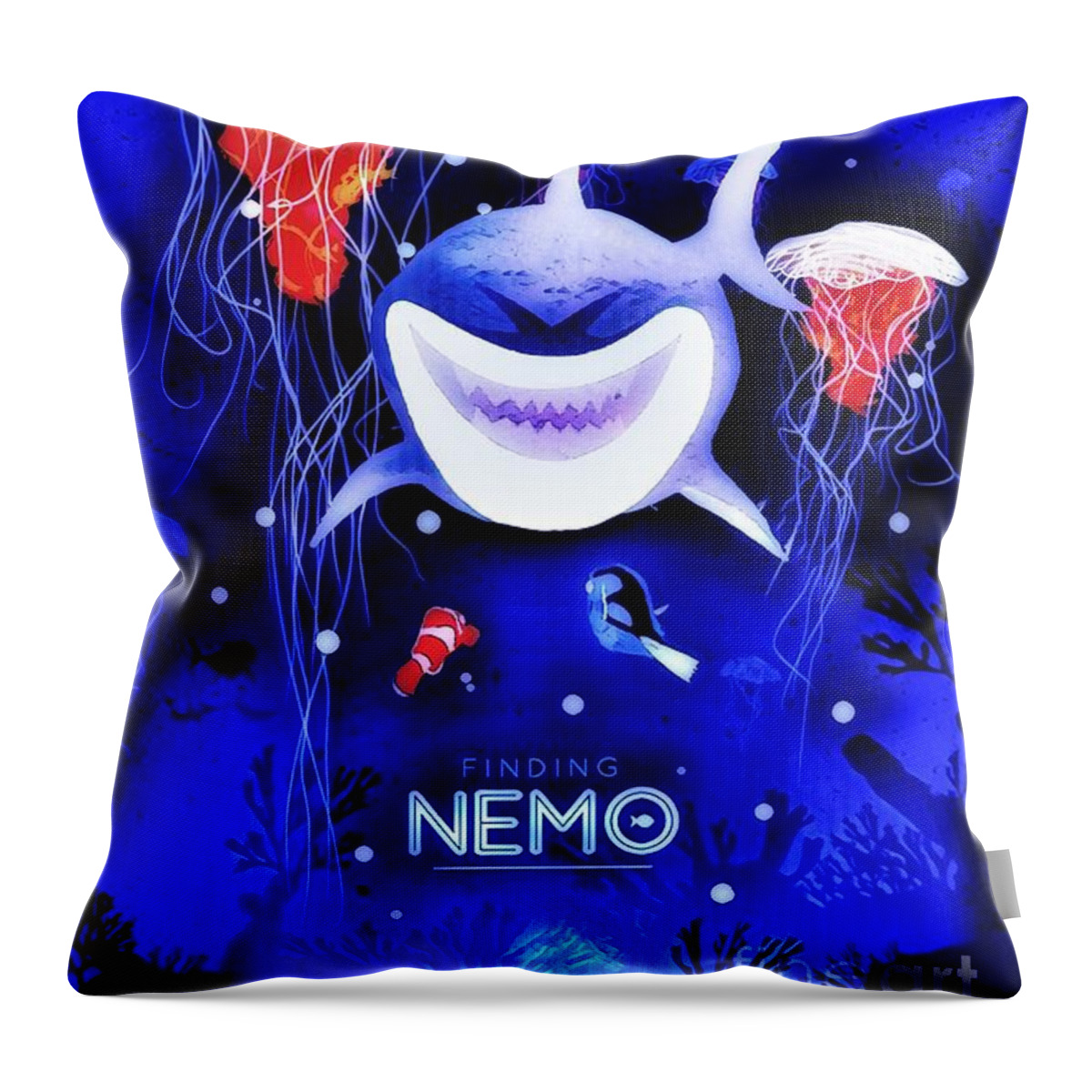 Nemo Throw Pillow featuring the digital art Finding Nemo by HELGE Art Gallery