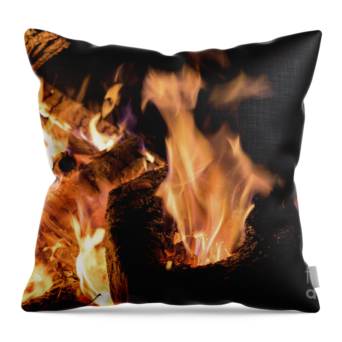 Fire Throw Pillow featuring the photograph Fire and flames 12 by Adriana Mueller