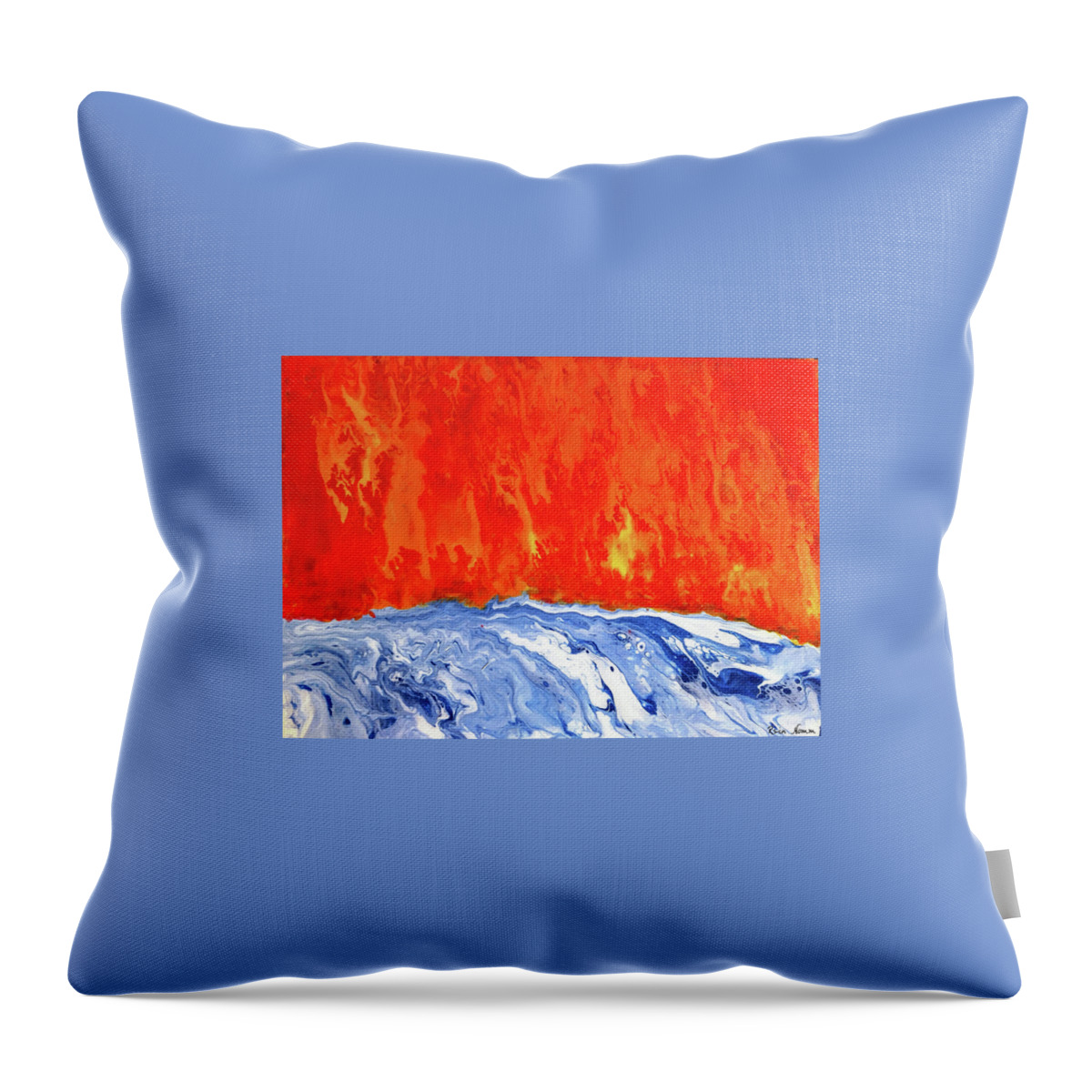  Throw Pillow featuring the painting Fire and Flood by Rein Nomm
