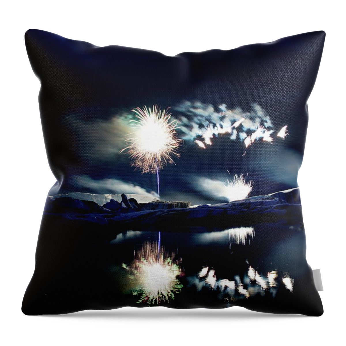 Fireworks Throw Pillow featuring the photograph Fire and ice #7 by Christopher Mathews
