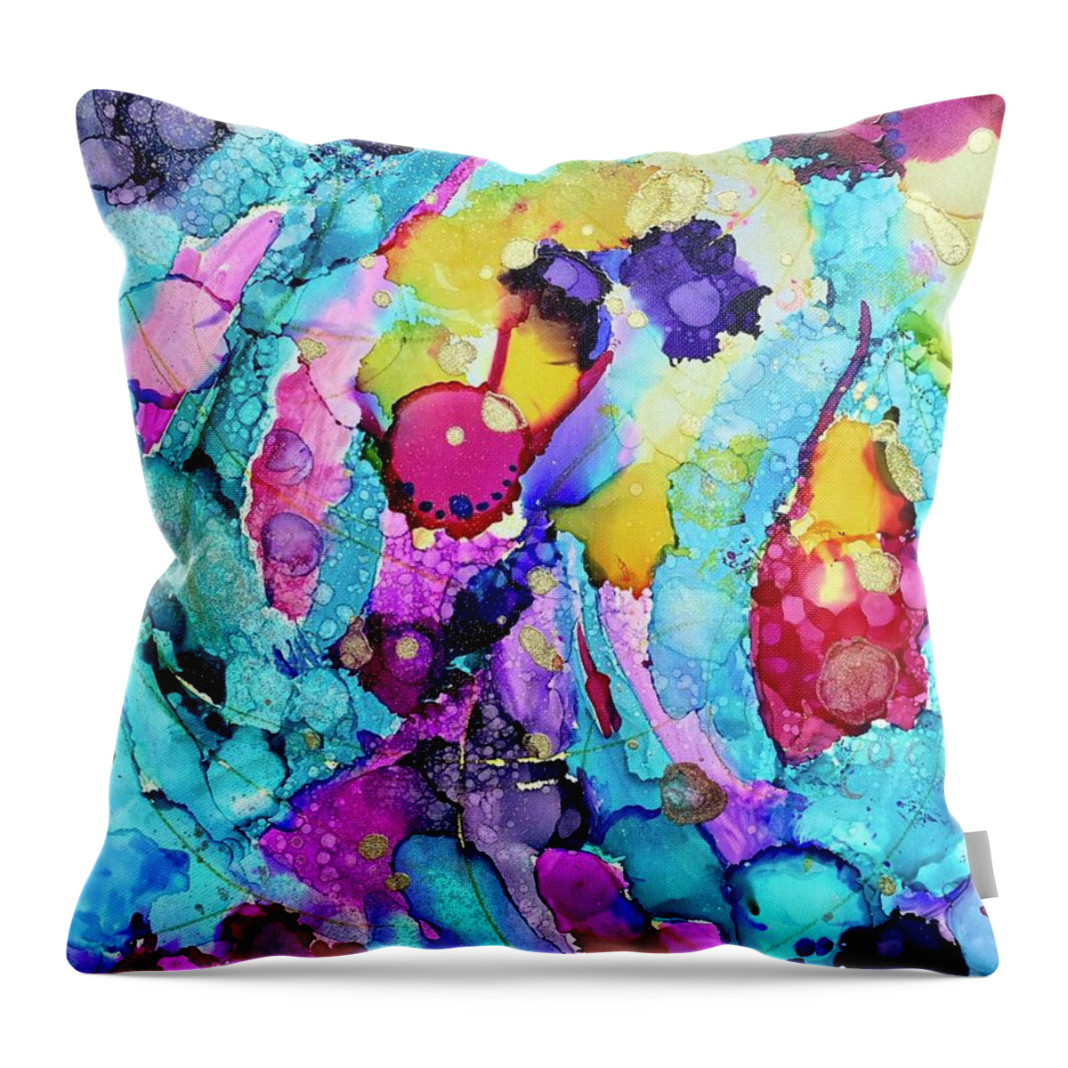 Blue Throw Pillow featuring the painting Fire and Water 3 by Deb Brown Maher