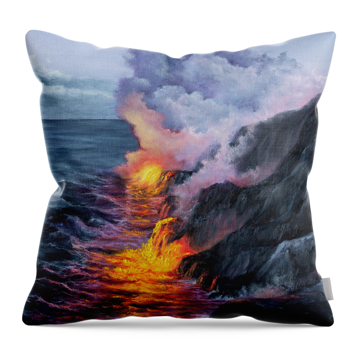 Hawaii Throw Pillow featuring the painting Fire and Water by Darice Machel McGuire