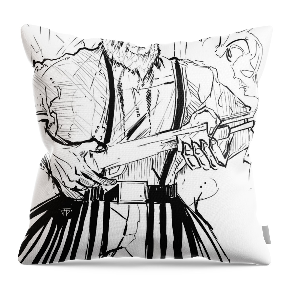 Fire Beard Ink Throw Pillow featuring the painting Bearded Bullets Ink by John Gholson