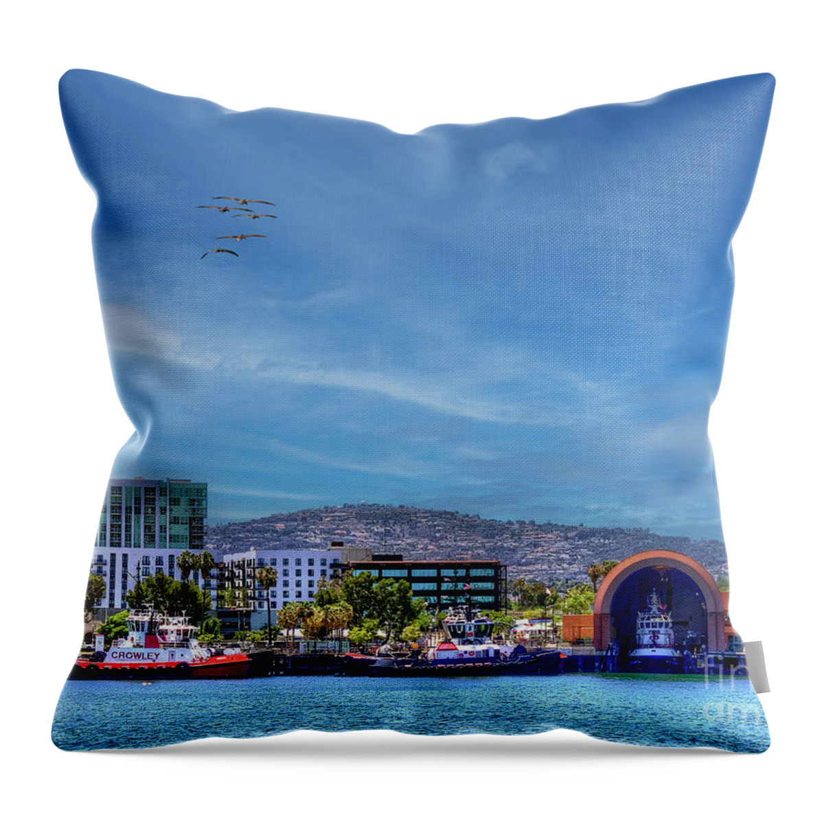 Fire Boats San Pedro Throw Pillow featuring the photograph Fire Boats San Pedro by David Zanzinger