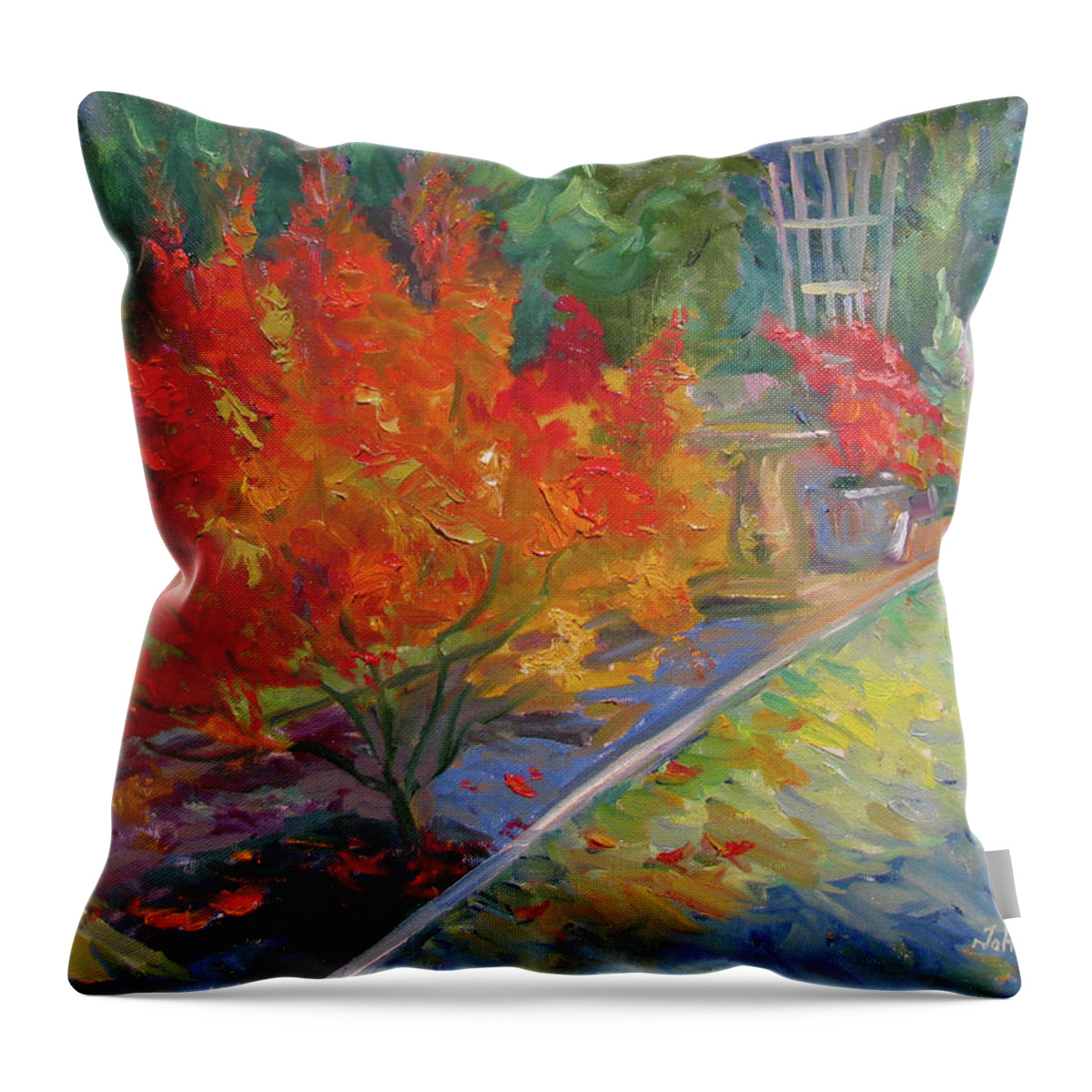 Fall Throw Pillow featuring the painting Fire Bush by John McCormick