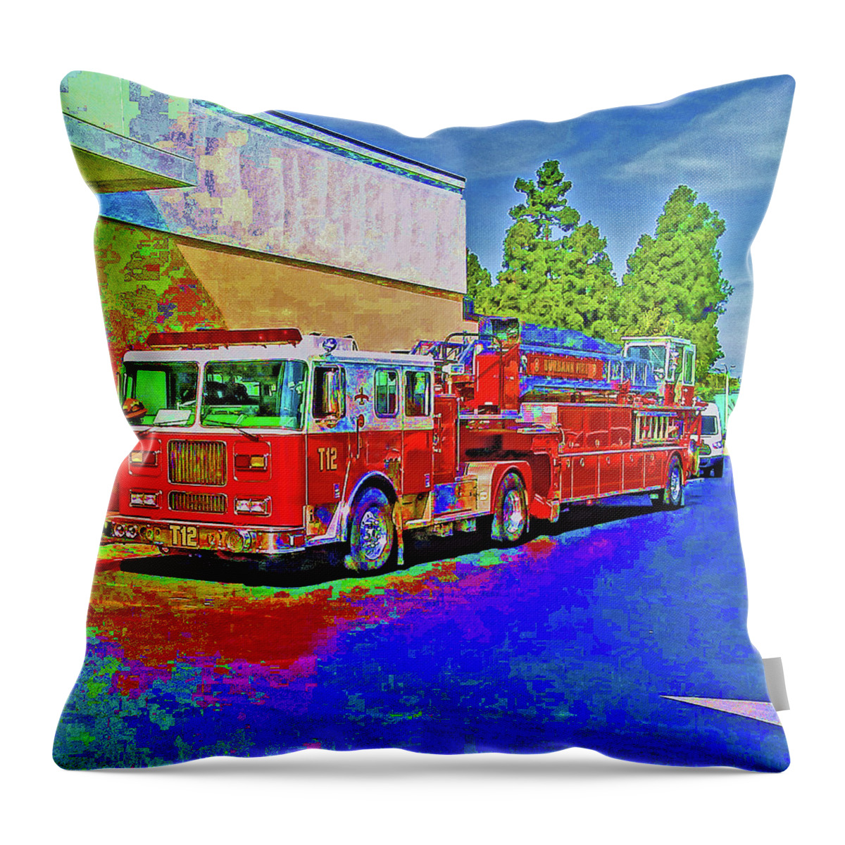 Abstract Throw Pillow featuring the photograph Abstract Fire Engine by Andrew Lawrence