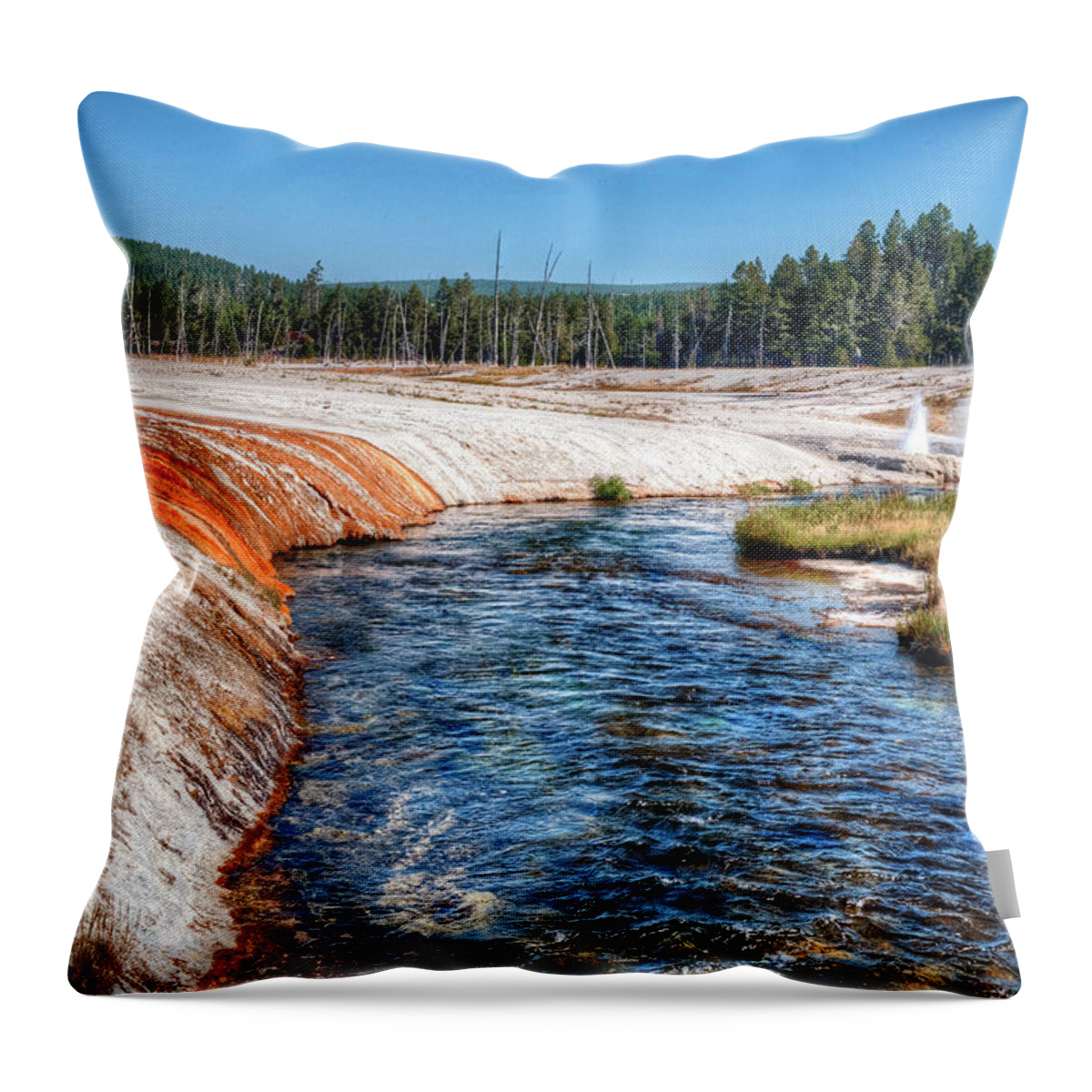 Photo Throw Pillow featuring the photograph Firehole at Black Sand Geyser Basin by Greg Sigrist