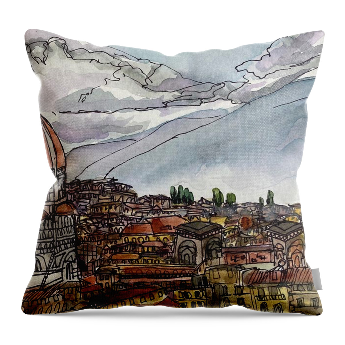  Throw Pillow featuring the painting Firenze by Meredith Palmer