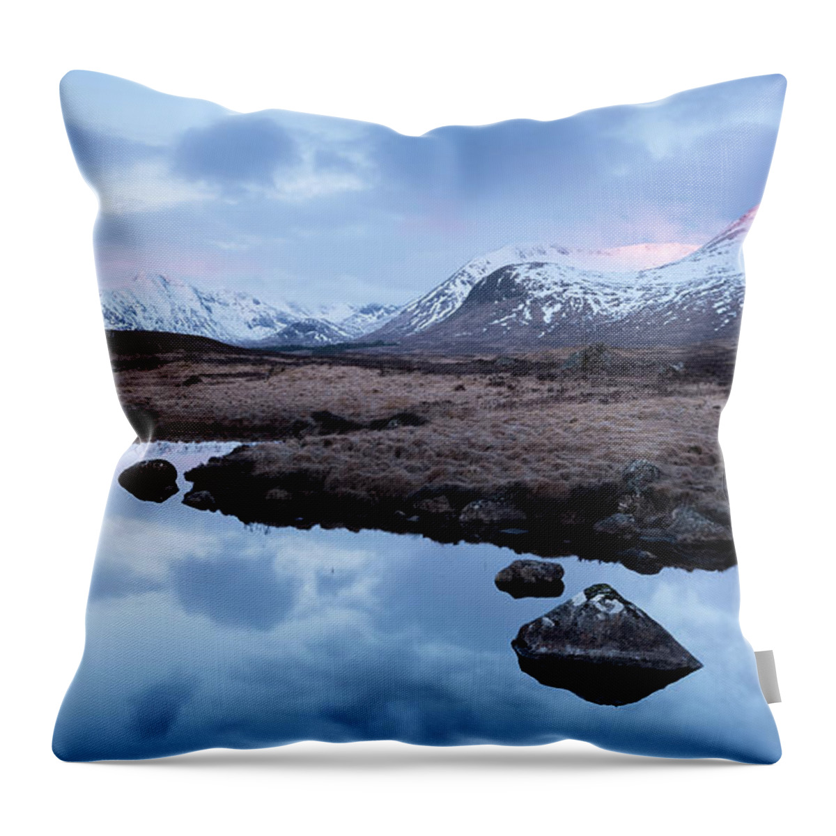 Highlands Throw Pillow featuring the photograph First Light, Lochan Na Stainge,Scotland, UK by Sarah Howard