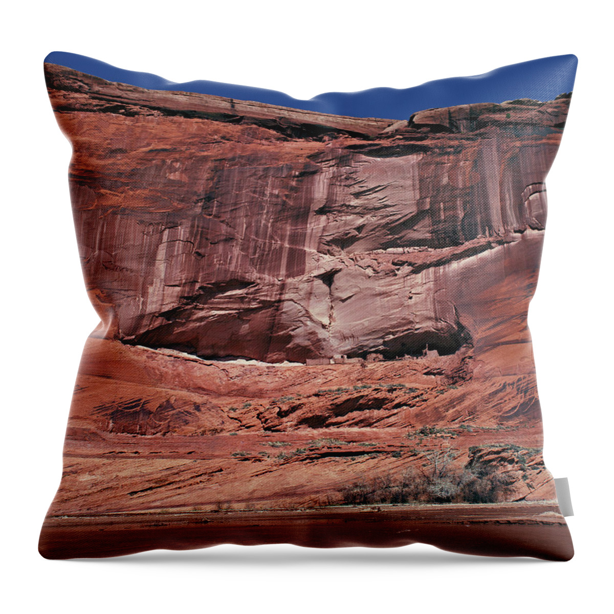 Canyon De Chelly Throw Pillow featuring the photograph First Ruin Wall by Tom Daniel