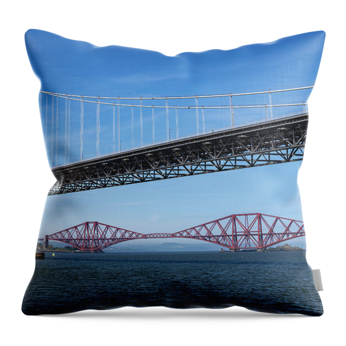 Forth Throw Pillow featuring the photograph Firth Of Forth Bridges In Scotland by Artur Bogacki