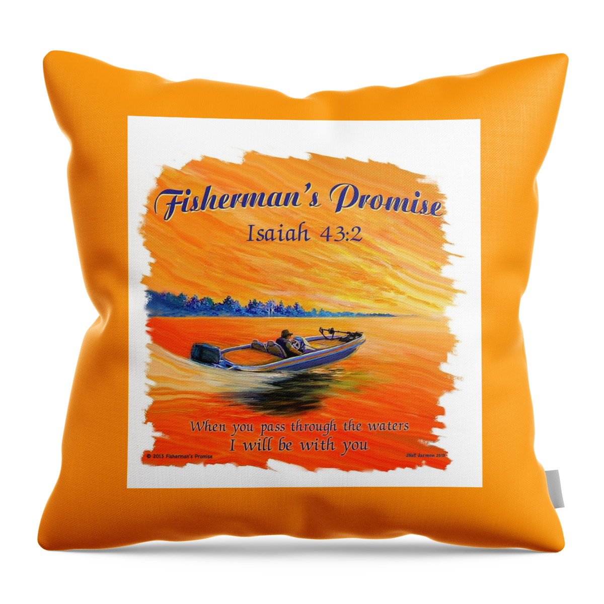 Fishing Throw Pillow featuring the painting Fisherman's Promise 1 by Jeanette Jarmon