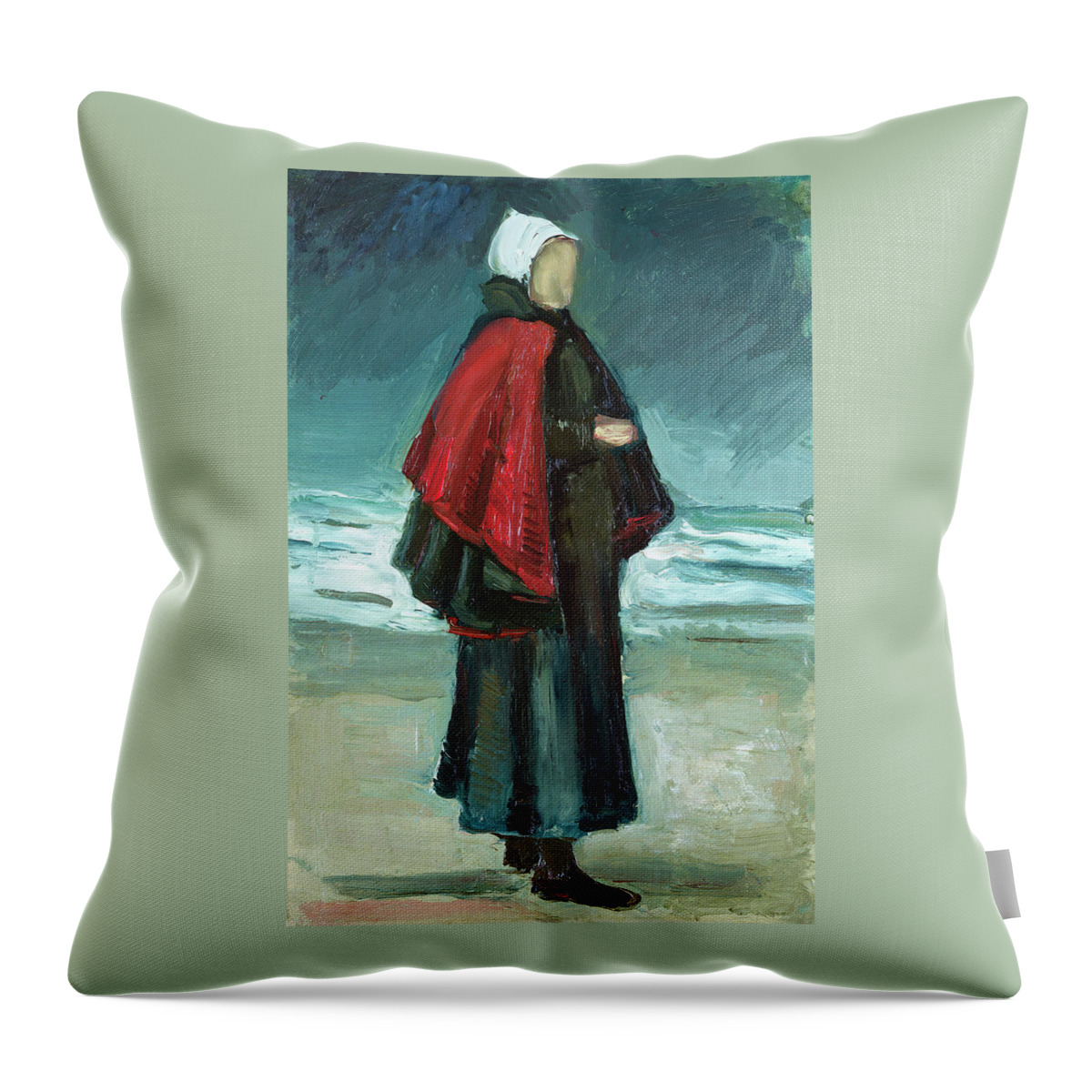 Fisherman's Wife Throw Pillow featuring the painting Fisherman's Wife by Vincent van Gogh 1883 by Vincent van Gogh
