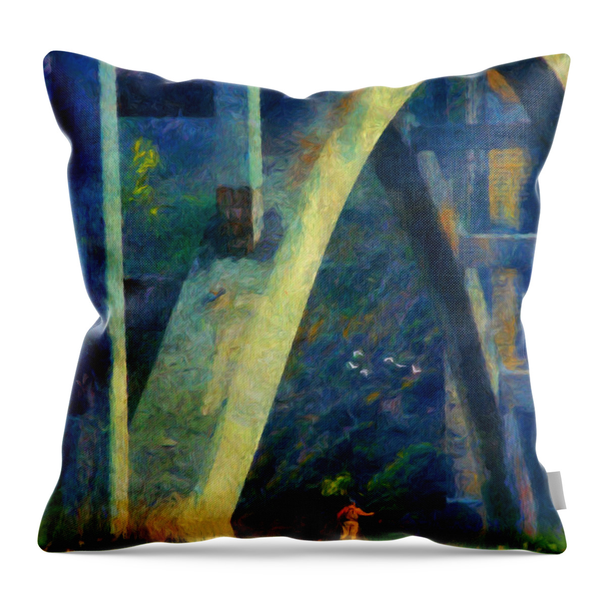 Landscape Throw Pillow featuring the painting Gone Fishin by Trask Ferrero