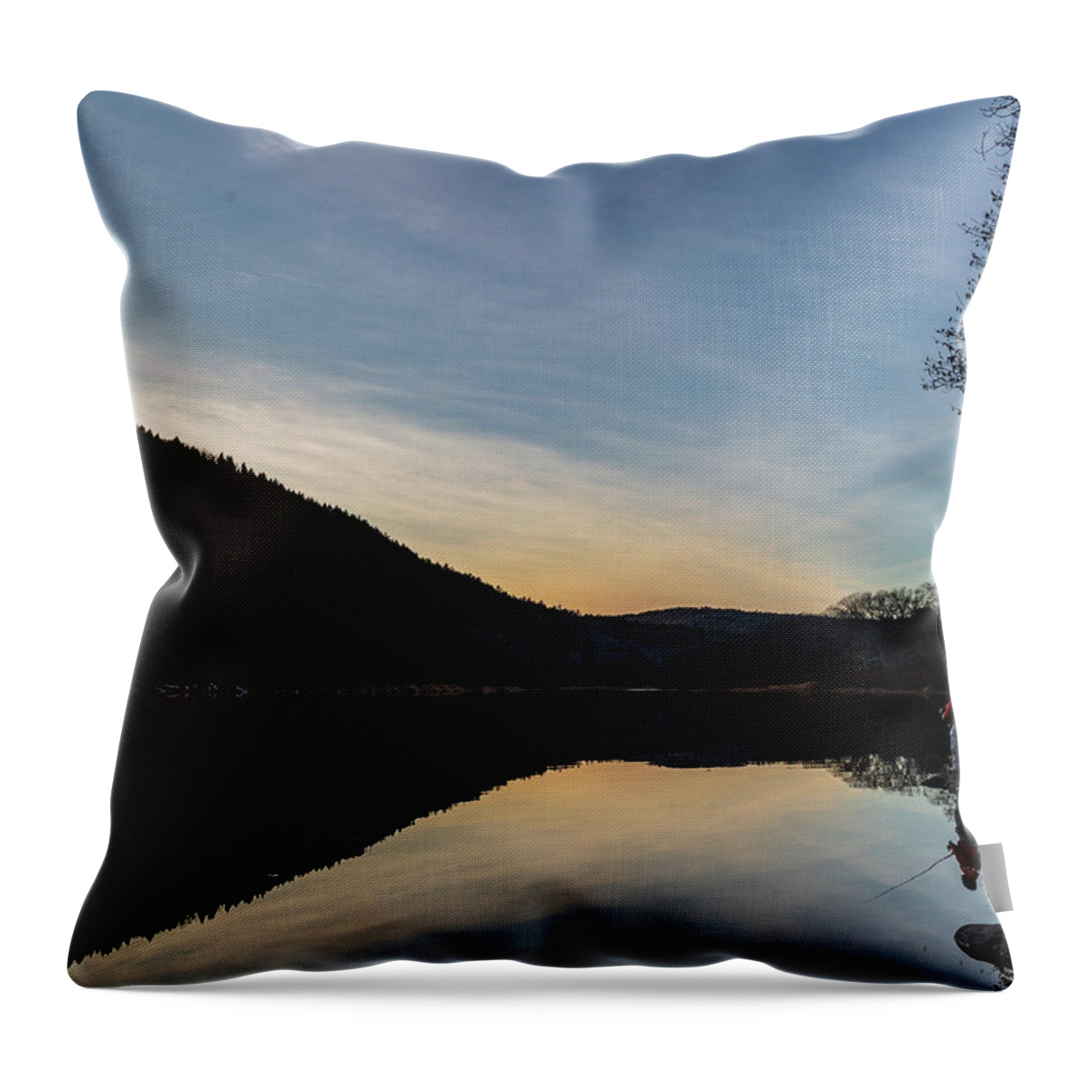 Lake Throw Pillow featuring the photograph Fishing at Sunset by Amelia Pearn
