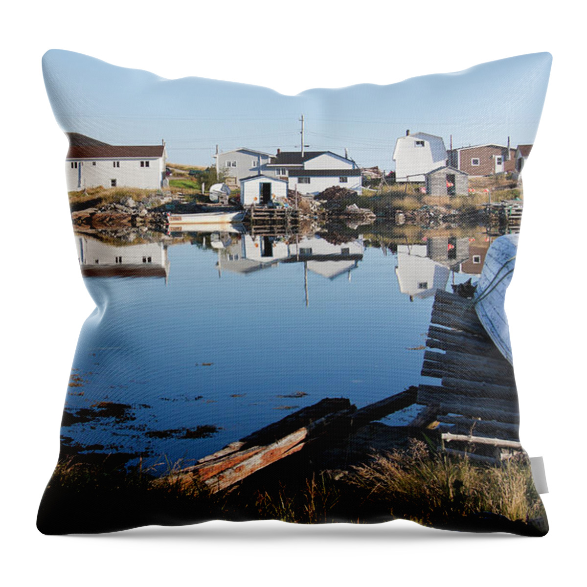 Fishing Boat Throw Pillow featuring the photograph Fishing boat at rest by Tatiana Travelways