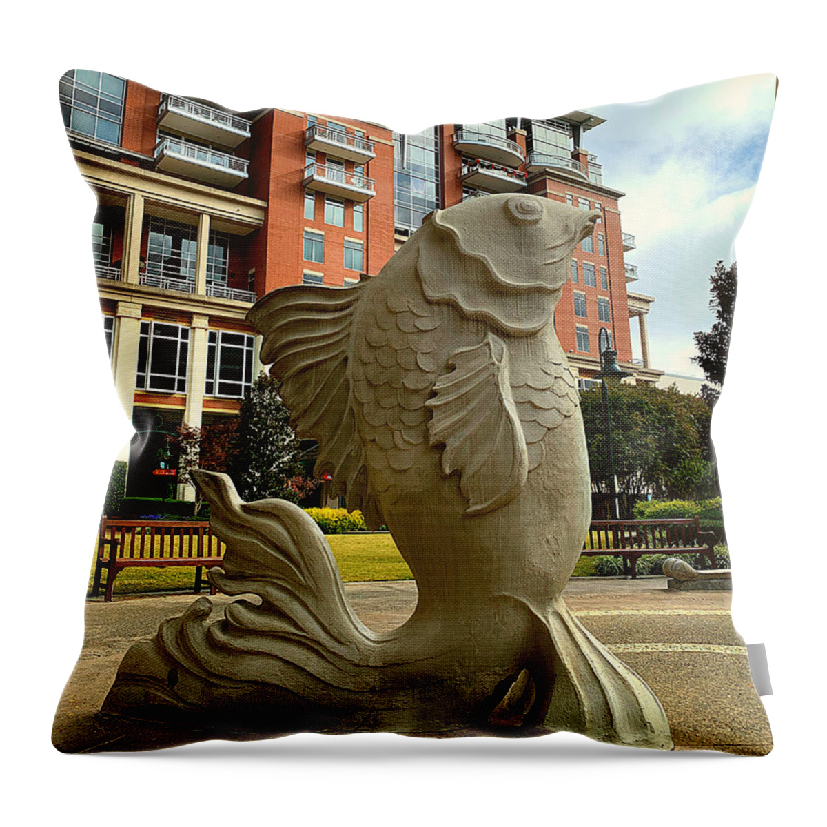 Charlotte Throw Pillow featuring the photograph Fishing Downtown by Lee Darnell