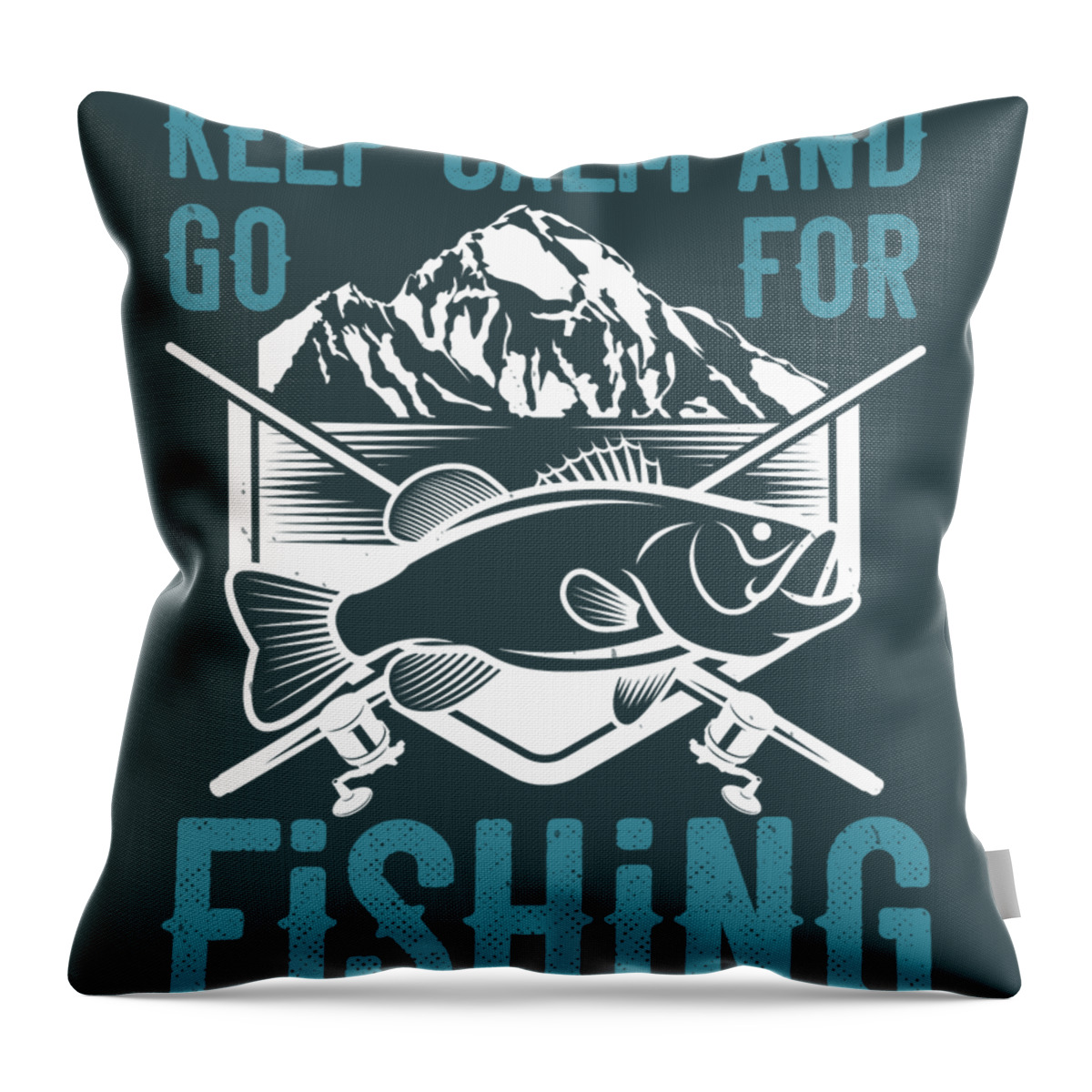 Fishing Throw Pillow featuring the digital art Fishing Gift Keep Calm And Go For Fishing Funny Fisher Gag by Jeff Creation