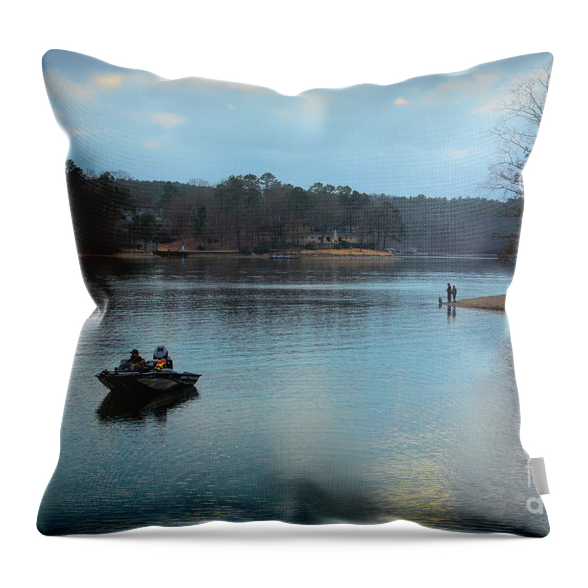 Hot Spring Throw Pillow featuring the photograph Fishing Hot Springs AR by Diana Mary Sharpton