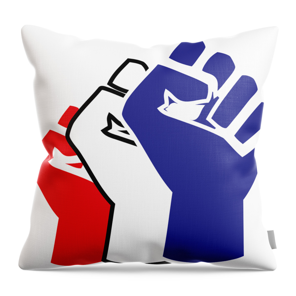 Antiracist Throw Pillow featuring the digital art Fists Red White and Blue by LaSonia Ragsdale