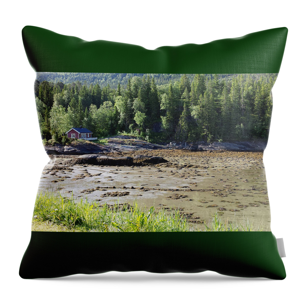 Fjord Throw Pillow featuring the mixed media Fjord Norway by Joelle Philibert