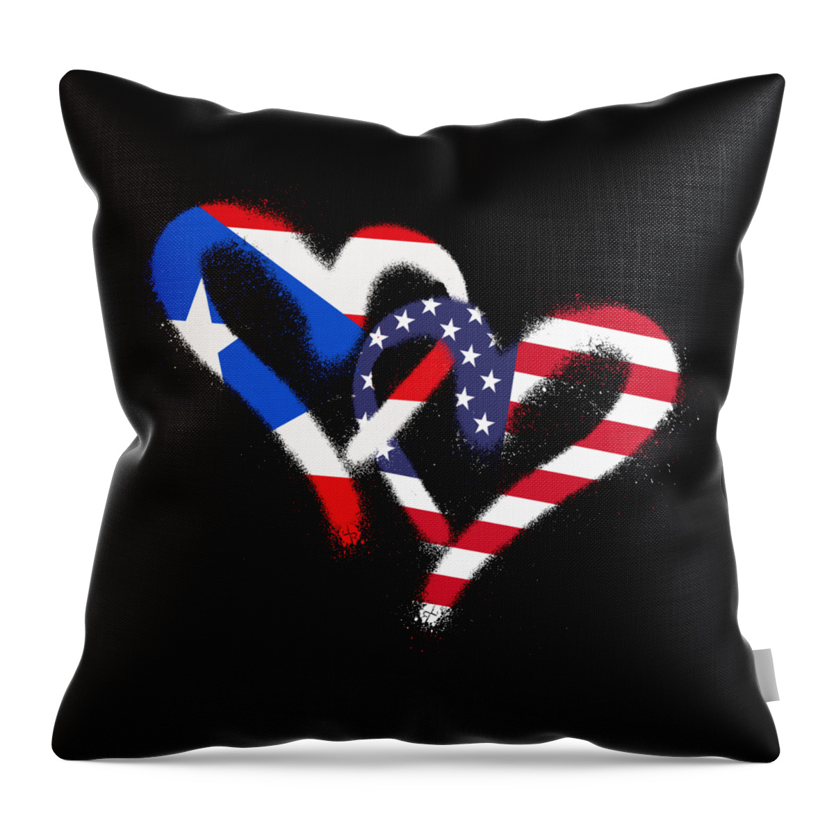 Puerto Rico Throw Pillow featuring the painting Flag Heart Puerto Rico USA Puerto Rican Americans Pride Print by Tony Rubino
