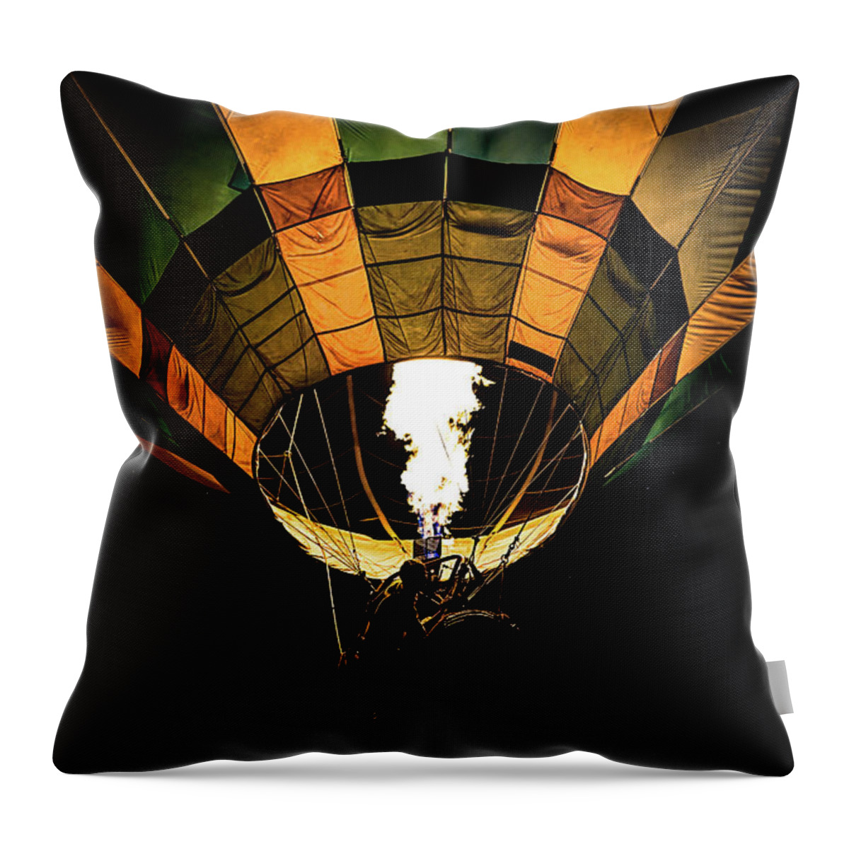 Flame Throw Pillow featuring the photograph Flame On Hot Air Balloon by Bob Orsillo