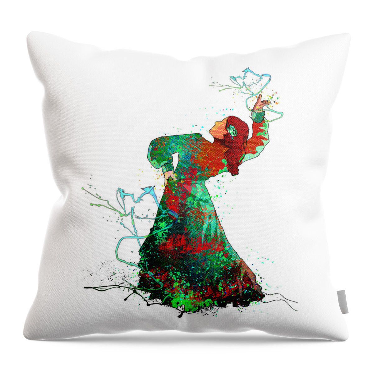 Dance Throw Pillow featuring the mixed media Flamenco Passion 03 by Miki De Goodaboom