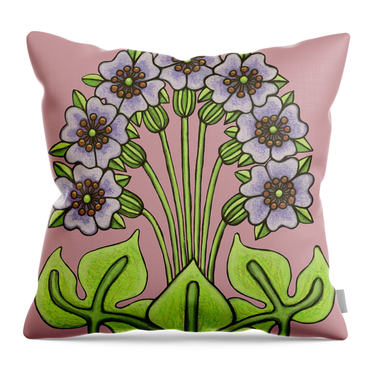 Flower Throw Pillow featuring the painting Fleur Nouveau Angeline. Vintage Vibes, Pink. by Amy E Fraser