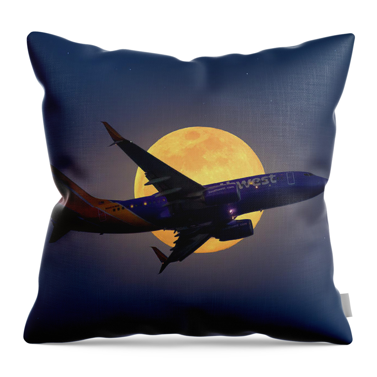 Moon Throw Pillow featuring the photograph Flight Over the Moon by Mark Andrew Thomas