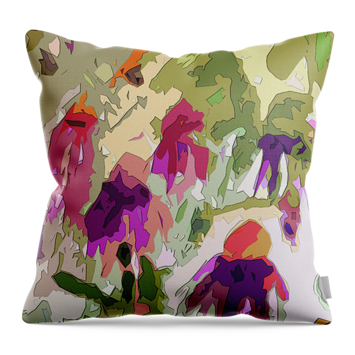 Abstract Throw Pillow featuring the painting Floral Abstract Echinecea Tetraptych 2 by Ginette Callaway