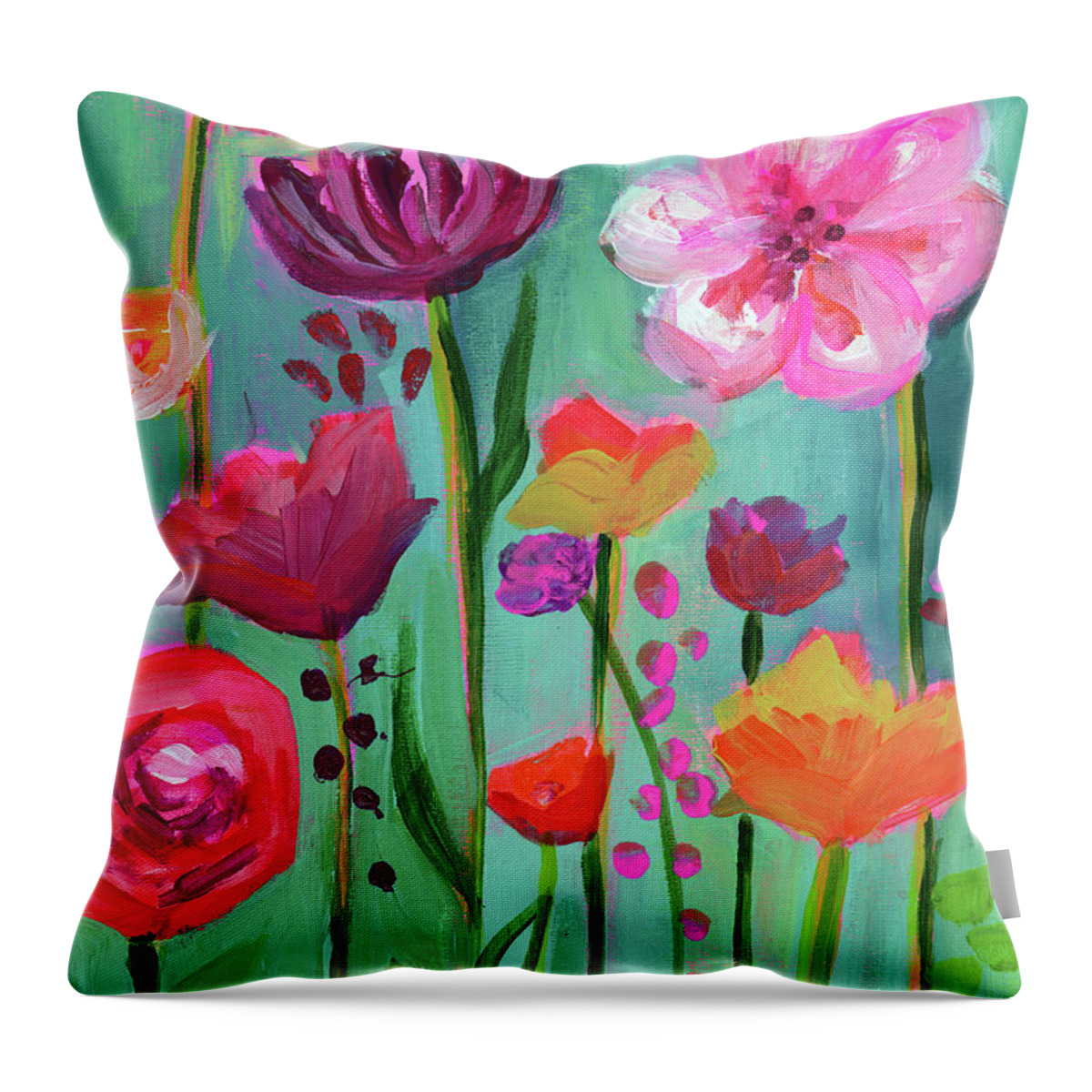 Floral Throw Pillow featuring the painting Floral Abyss by Ashley Lane