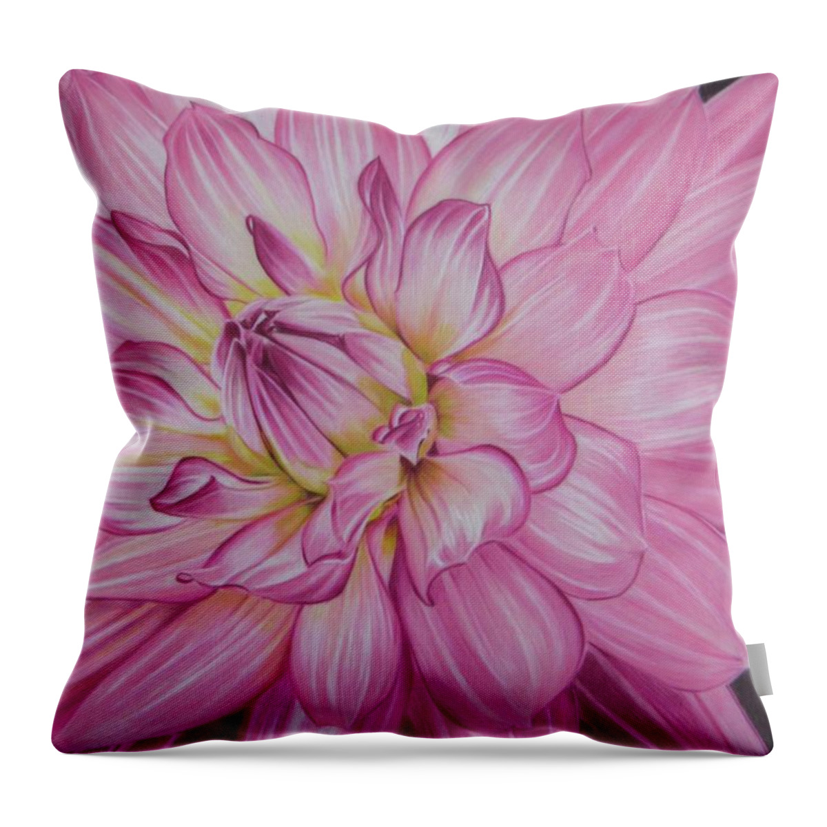 Dahlia Throw Pillow featuring the drawing Floral Burst by Kelly Speros