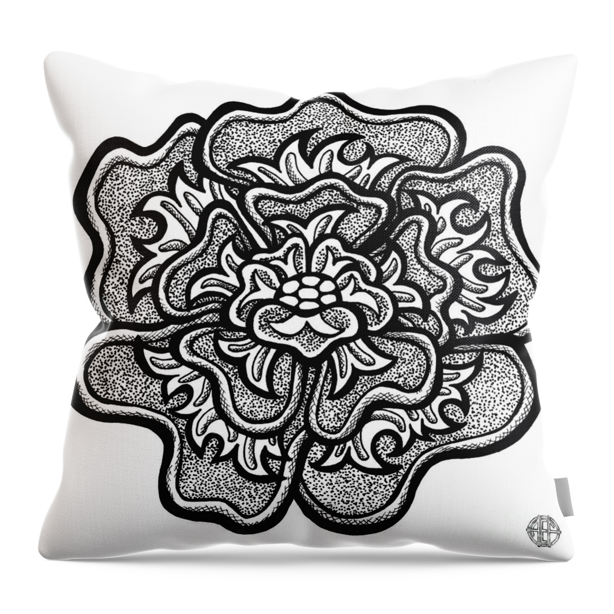 Flower Throw Pillow featuring the drawing Floral Icon 87 by Amy E Fraser