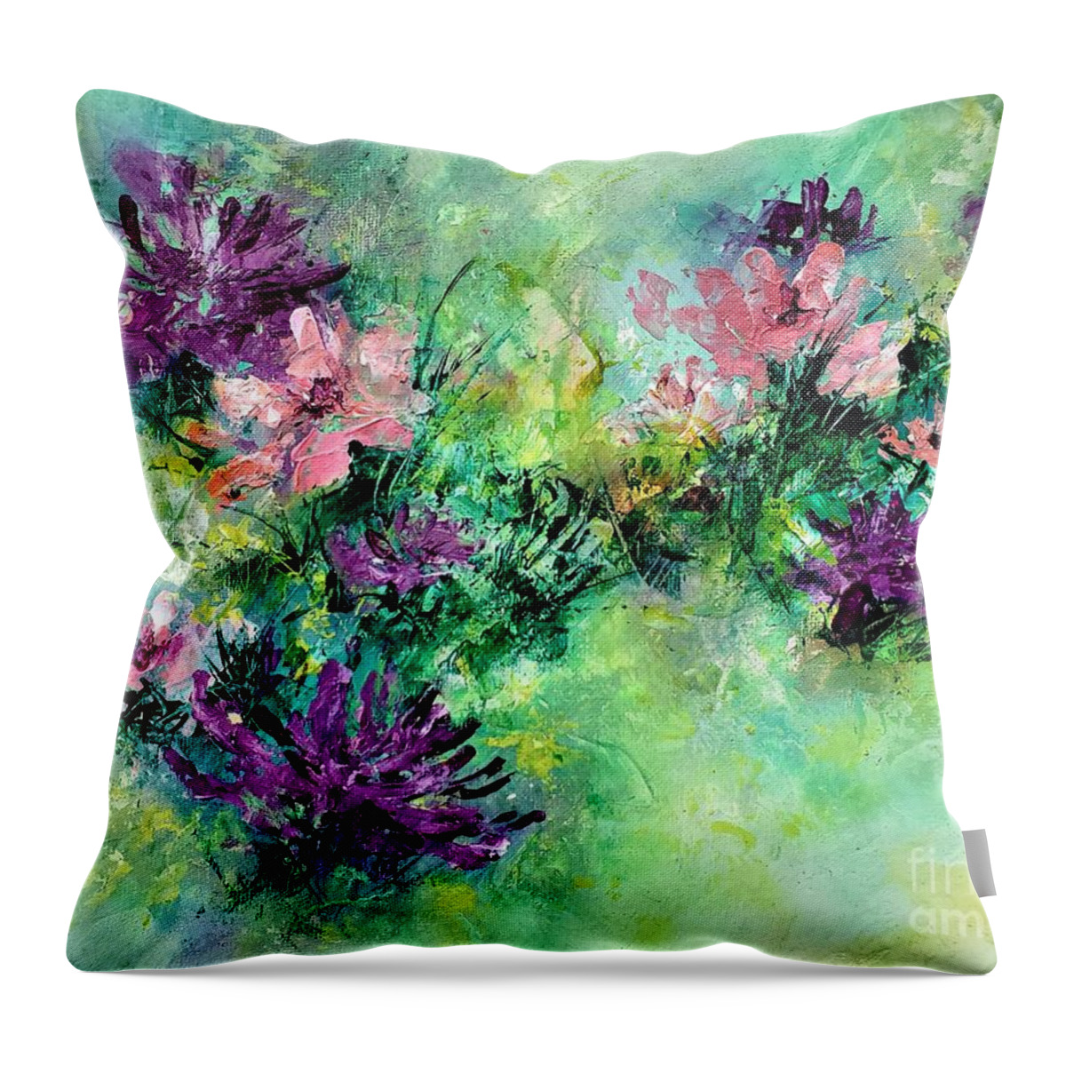 Floral Throw Pillow featuring the painting Floral Melody by Zan Savage