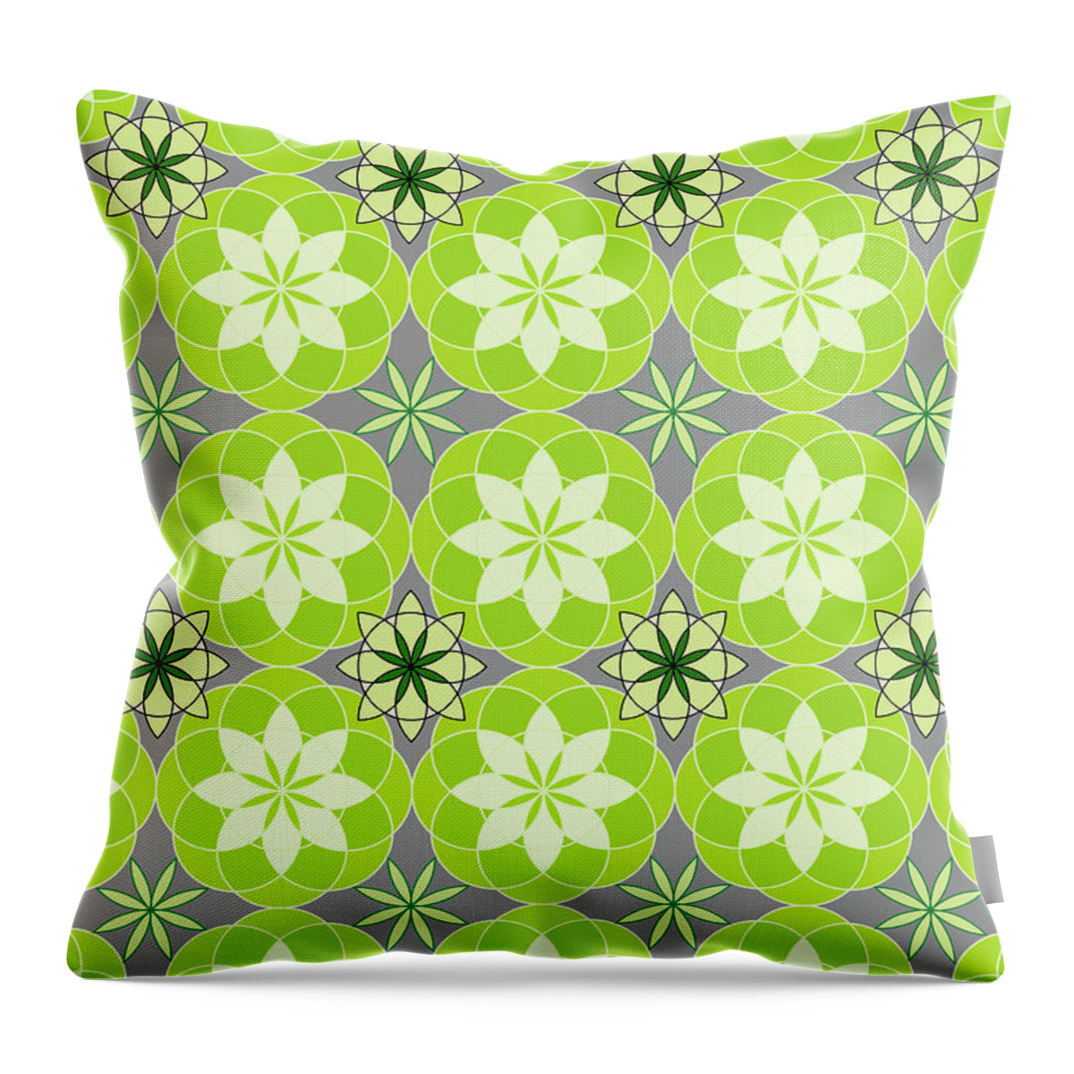 Floral Pattern Throw Pillow featuring the digital art Floral Pattern - Surface Design Shades of Green by Patricia Awapara