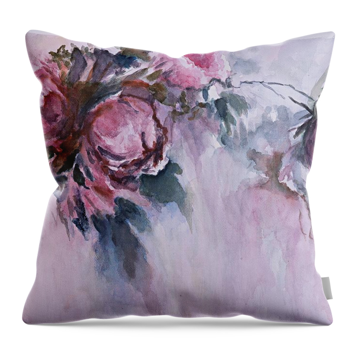 Flowers Throw Pillow featuring the painting Floral Watercolor by Vesna Martinjak