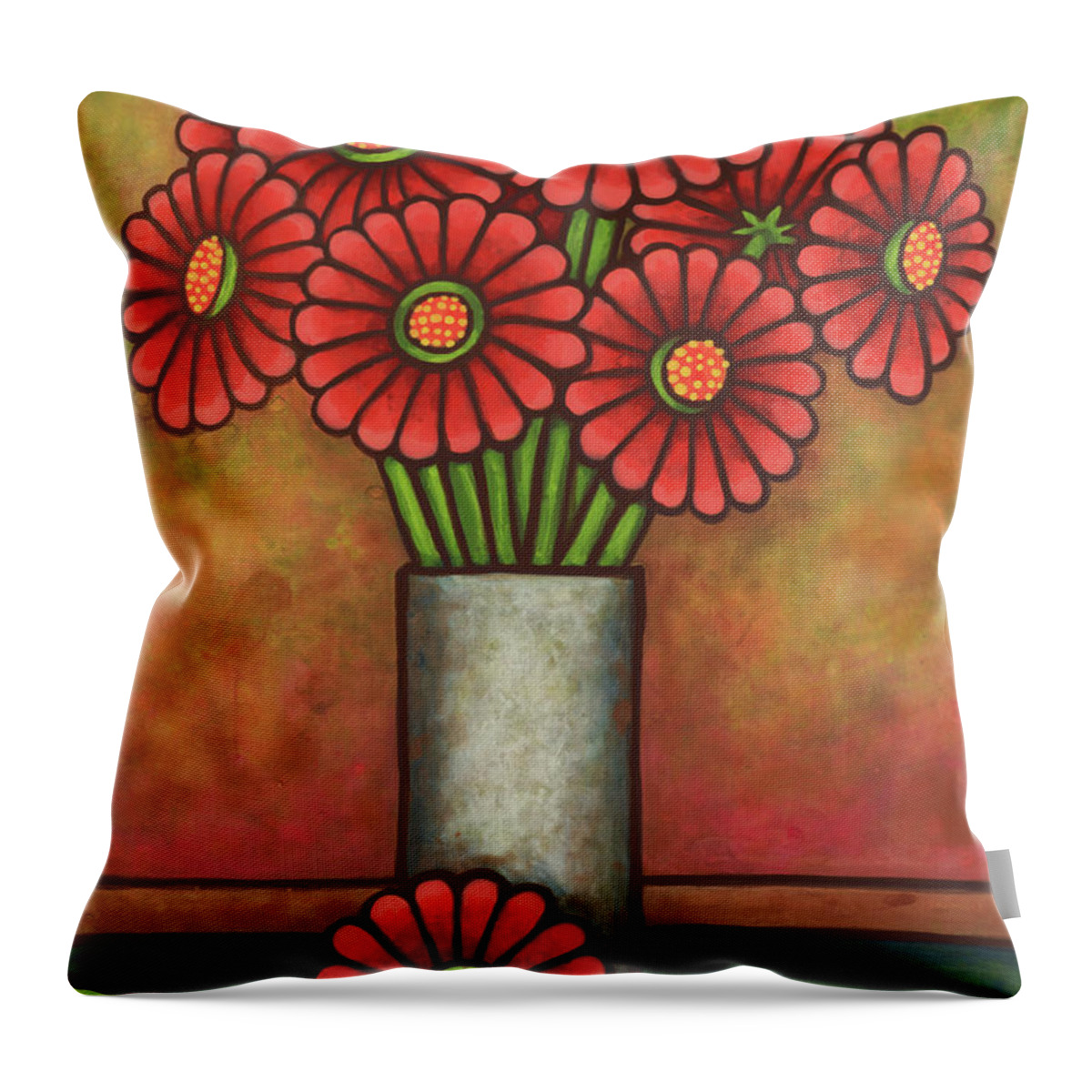 Vase Of Flowers Throw Pillow featuring the painting Floravased 22 by Amy E Fraser