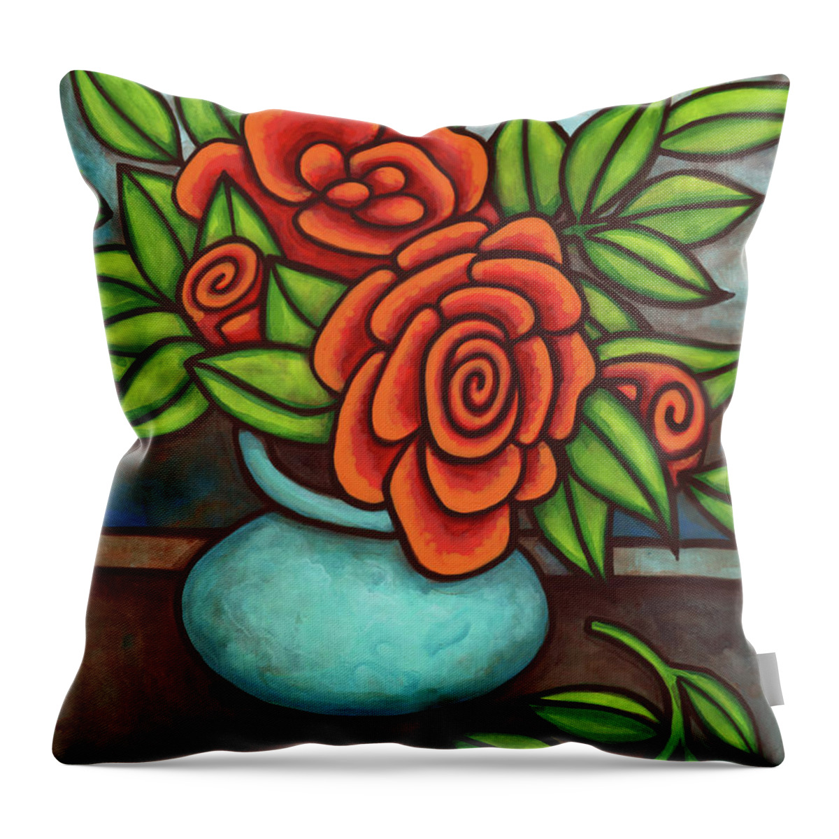 Vase Of Flowers Throw Pillow featuring the painting Floravased 24 by Amy E Fraser