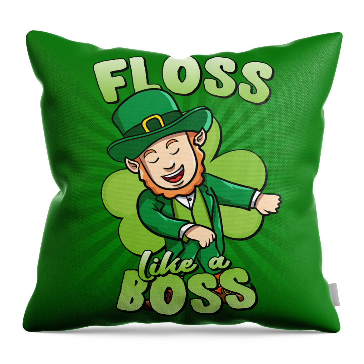 Cool Throw Pillow featuring the digital art Floss Like a Boss St Patricks Day Leprechaun by Flippin Sweet Gear